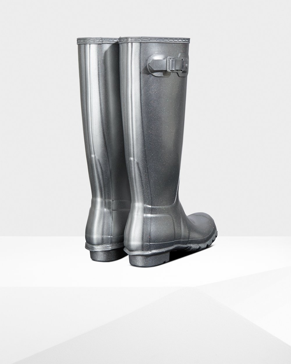 Hunter Original Cosmic Glitter Tall Rain Boots - Outlet Store Womens Silver - ZQGVLK789